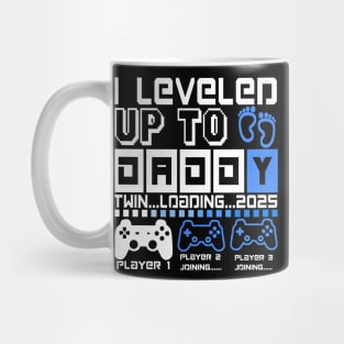 I Leveled Up To Daddy. Twin Loading 2025. Soon To Be Dad. Twin baby boys Mug